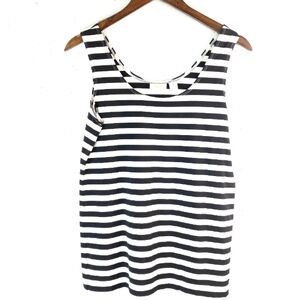 Chicos 1 S Striped Stretch Tank Top n Black White